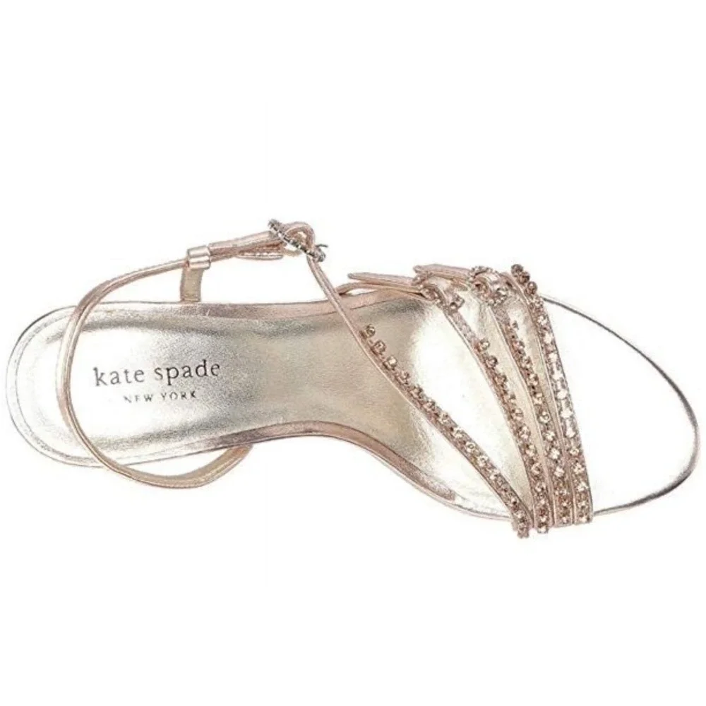 Kate Spade‎ Makenna Rose Gold Embellished Slingback Heels Sandals Size 9.5